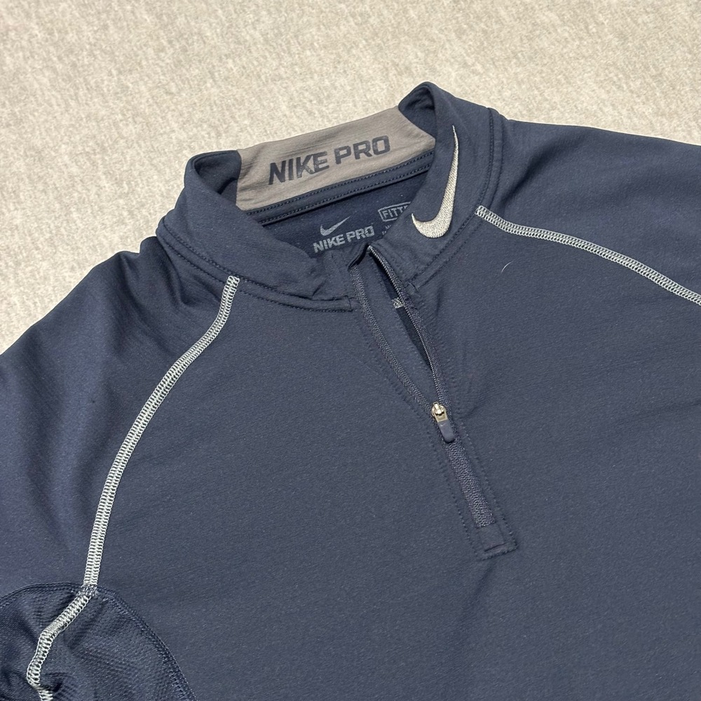 Nike Pro Dri-FIT Mens M Navy Blue Quarter Zip Long Sleeve Training Top 659808
